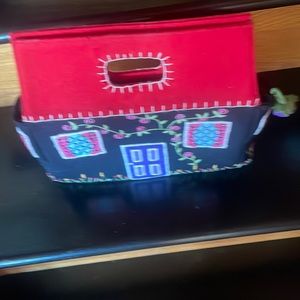 Vintage  Wool/felt  house/cottage shaped LuLu Guinness  embroidered handbag